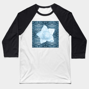 flower on white swirls and dots muted blue and teal for kids and nursery Baseball T-Shirt